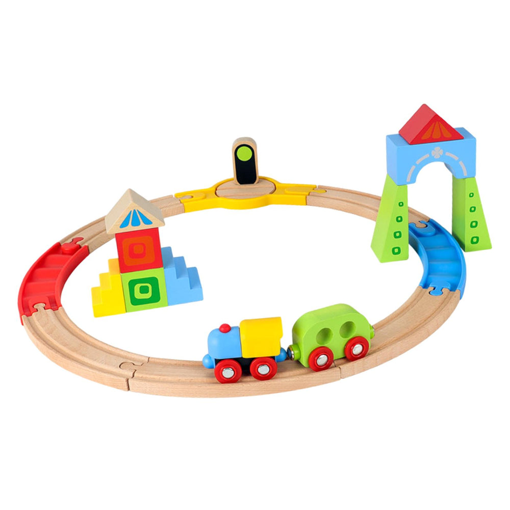 Crofta Wooden Train Set for Toddlers Kids Valentines Day Gifts for Preschool Age 3~6