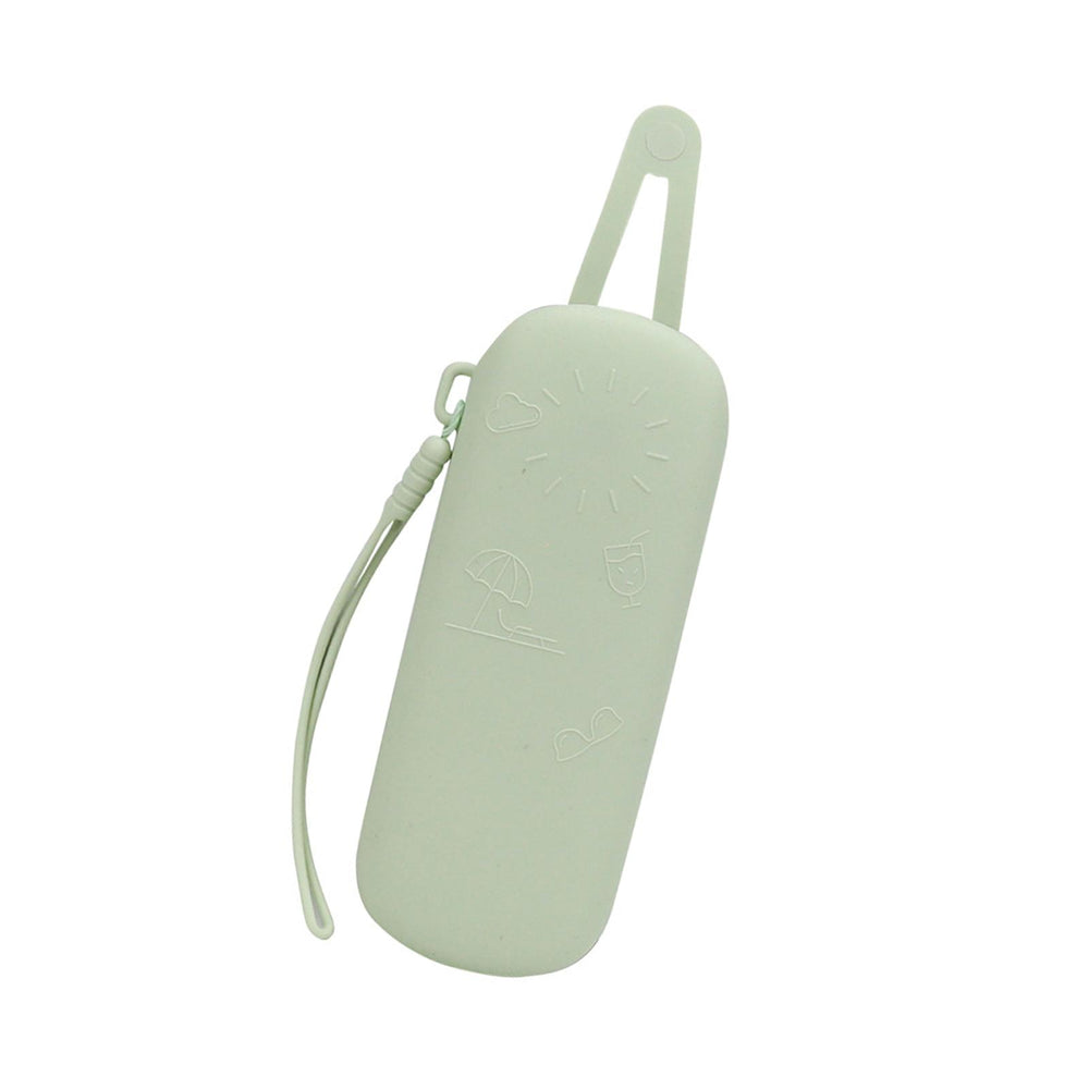 Crofta Makeup Brush Pouch Portable Silicone Eyeglasses Case for Travelling Bathroom Light Green