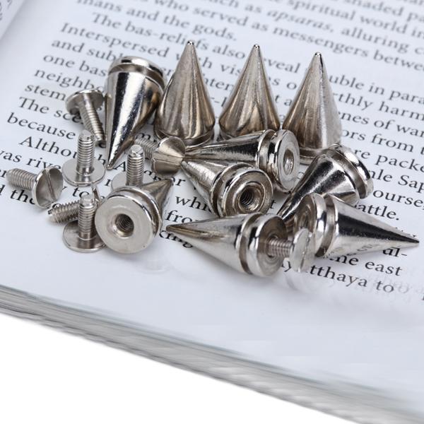 Crofta 10 Sets Cone Screwback Spikes Studs 19mm Silver