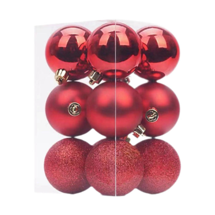 Crofta 12Pcs Christmas Ball Ornaments 8cm DIY with Hanging String Hanging Ornaments Red