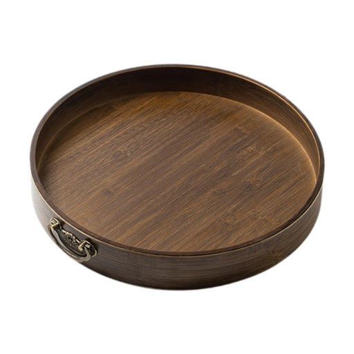 Crofta Round Serving Tray with Handles Jewelry Tray for Bathroom Living Room Office S