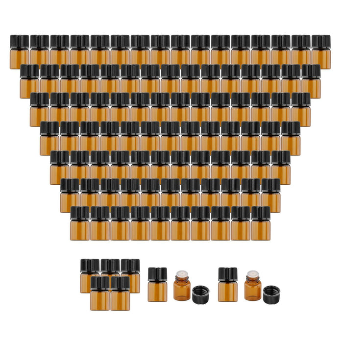 100Pcs Amber Mini Glass Bottle Empty for Essential Oil Aromatherapy Perfume