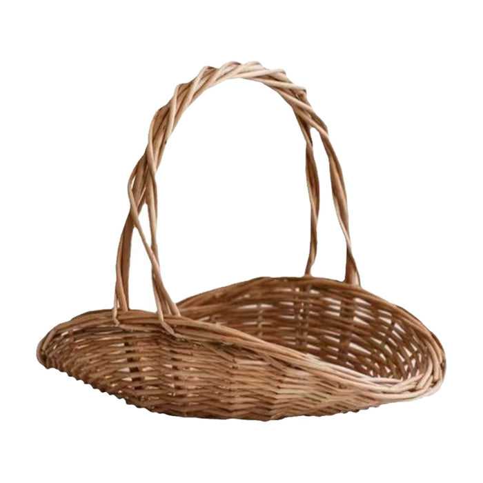 Crofta Woven Basket Fruit Basket Portable Pastoral Basket for Park Countryside Trip 30cmx24cmx25cm