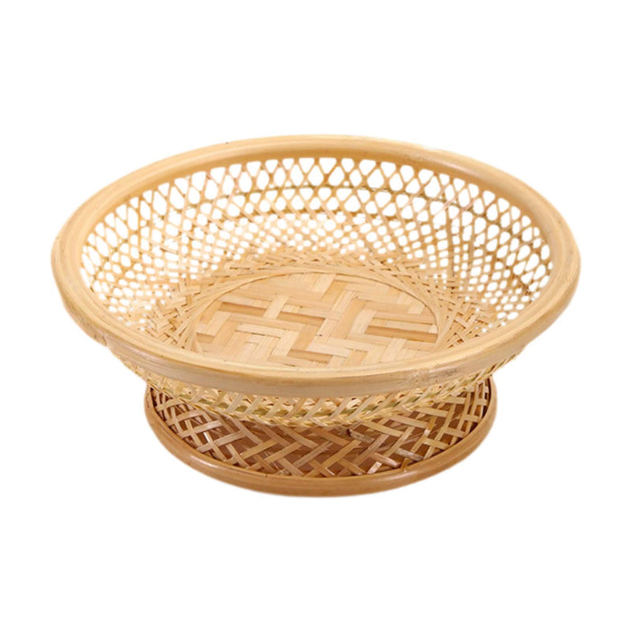 Crofta Fruit Basket Organizer Food Display Decor Woven Tray for Camping Picnic Cafe