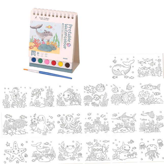 Crofta Watercolor Coloring Book Decor Drawing Toys Kit for Birthday Gifts Traveling Style C