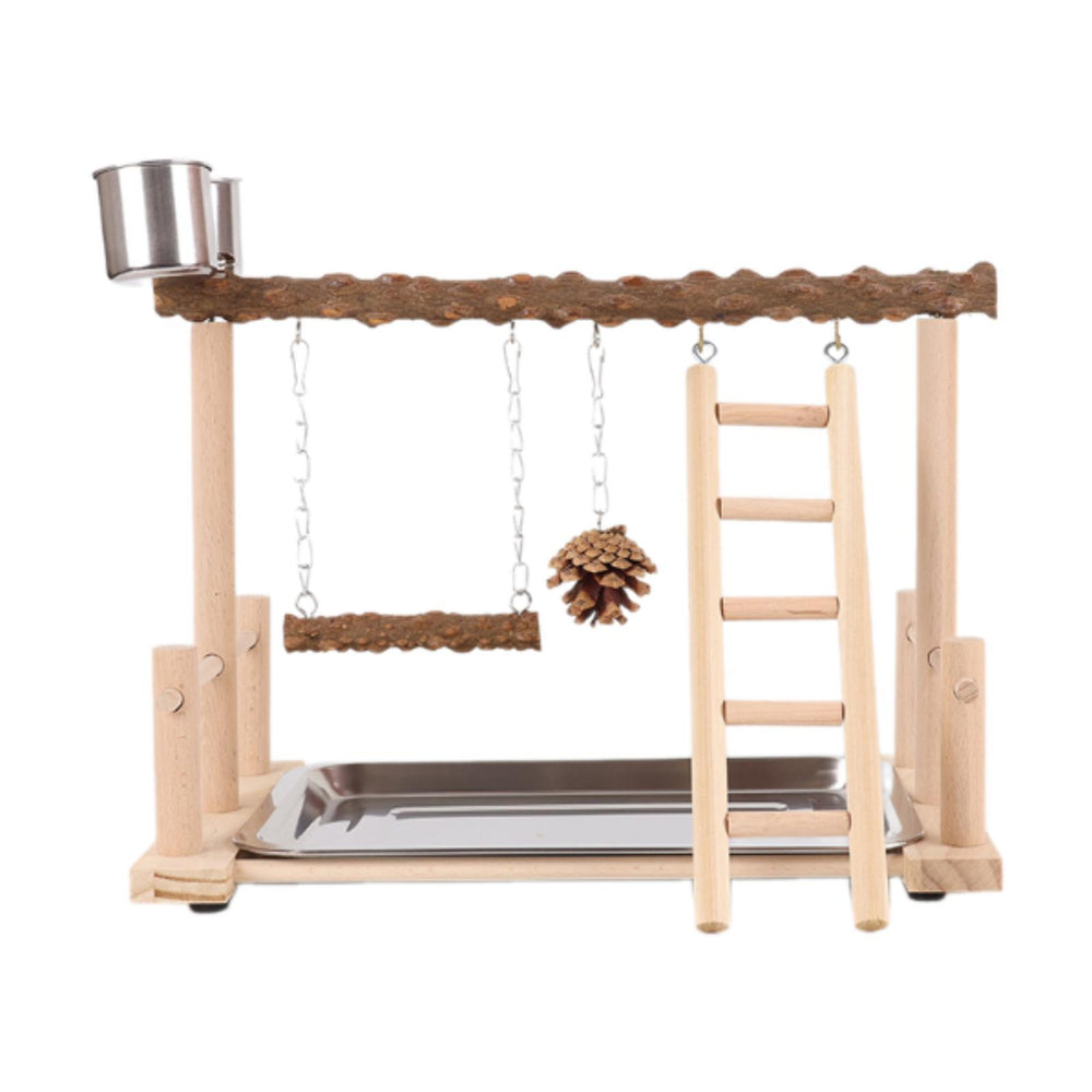 Crofta Wooden Bird Playground Exercise Activity Center for Cage Accessories Conures