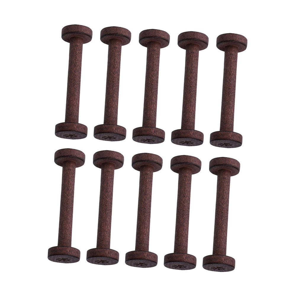 10x Wooden Empty Spools Wooden Spool for Arts Wire Weaving Embroidery Thread Brown