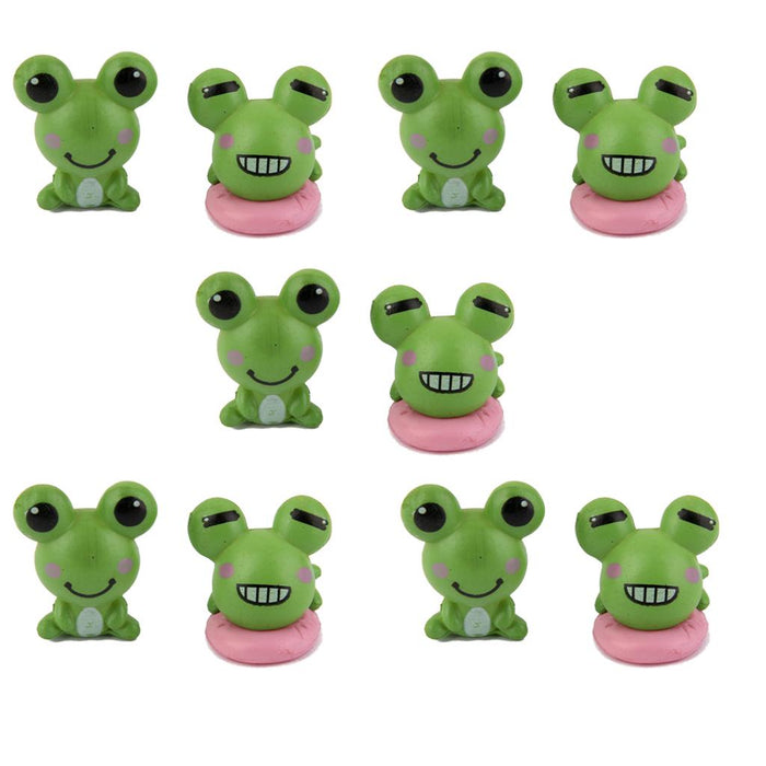 Crofta 10pcs Miniature Dollhouse Bonsai Garden Landscape Little Cartoon Frog Decor