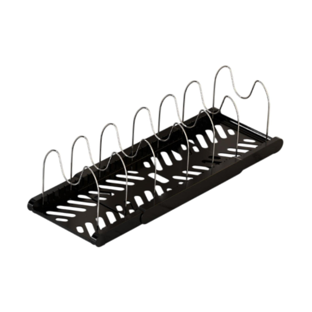 Crofta Pot Organizer Rack Cookware Stand Baking Frying Rack Expandable for Cabinets Black