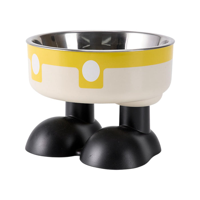 Crofta Puppy Bowl Food Feeding Dish Cat Food Bowl for Small Pets Food and Water Dog Yellow White