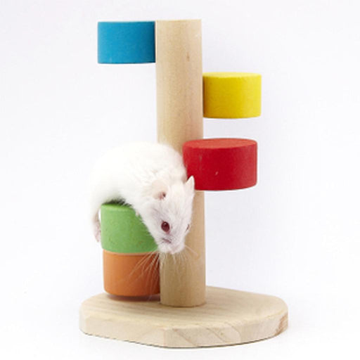 Crofta 1pcs Natural Wooden Colorful Scaling Ladder Toy for Hamsters