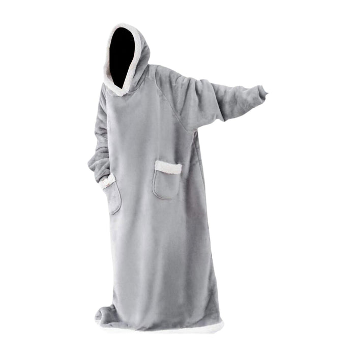 Wearable Blanket Hoodie Sweatshirt Clothes Soft Loungewear Cozy Pajama Robes 150cm