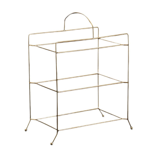 Crofta Kitchen Storage Shelf Freestanding Stainless Steel Kitchen Counter Rack Gold 3 Tier 31x18x32cm