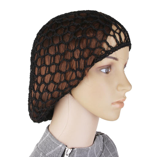 Crofta 1x Women Soft Rayon Snood Hair Net Crochet Hairnet Cap Black