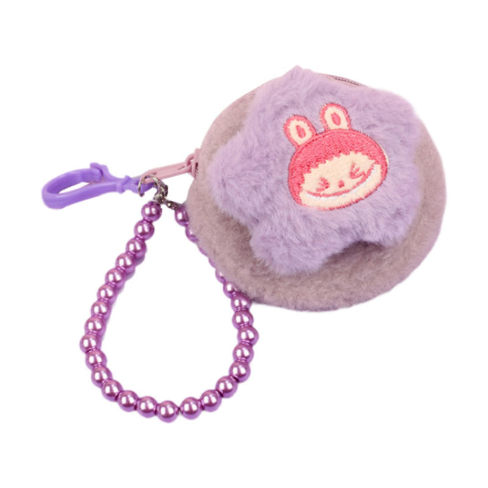 Cartoon Plush Purse with Lanyard Keychain for Dating Party Supplies Vacation Purple