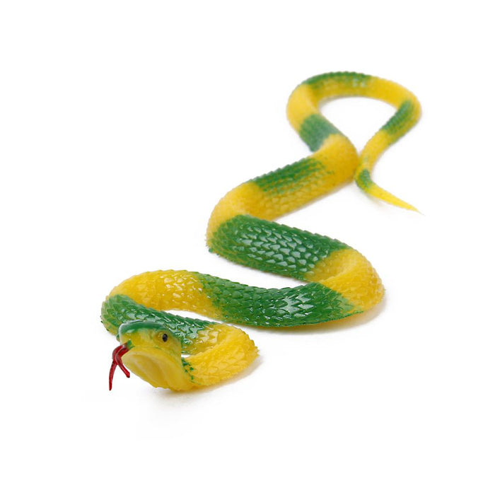 Crofta Yellow and Green Soft Plastic Snake Pretend Play Trick Toys Garden Prank Props