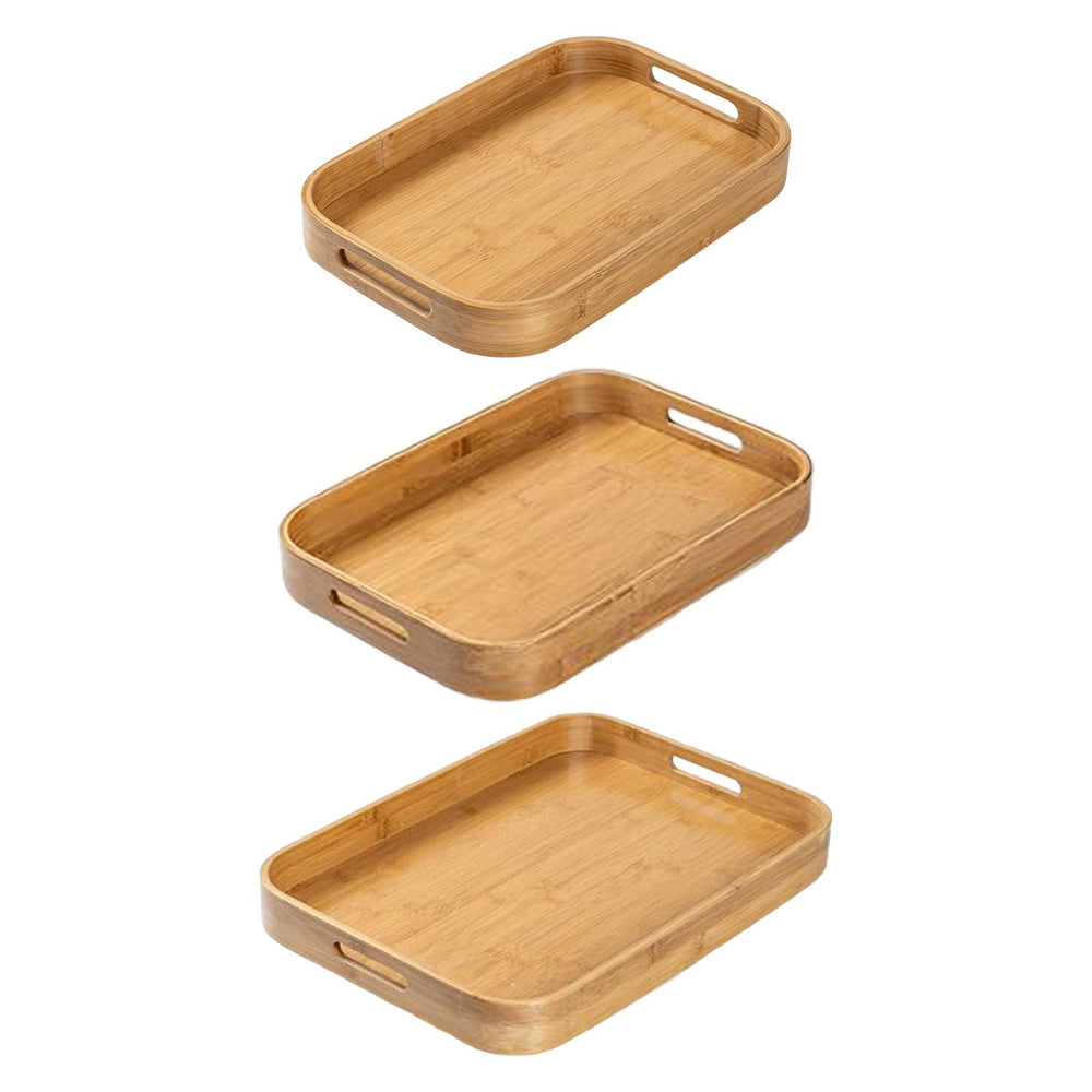 Crofta Bamboo Serving Tray Food Trays Decorative Tray for Living Room S