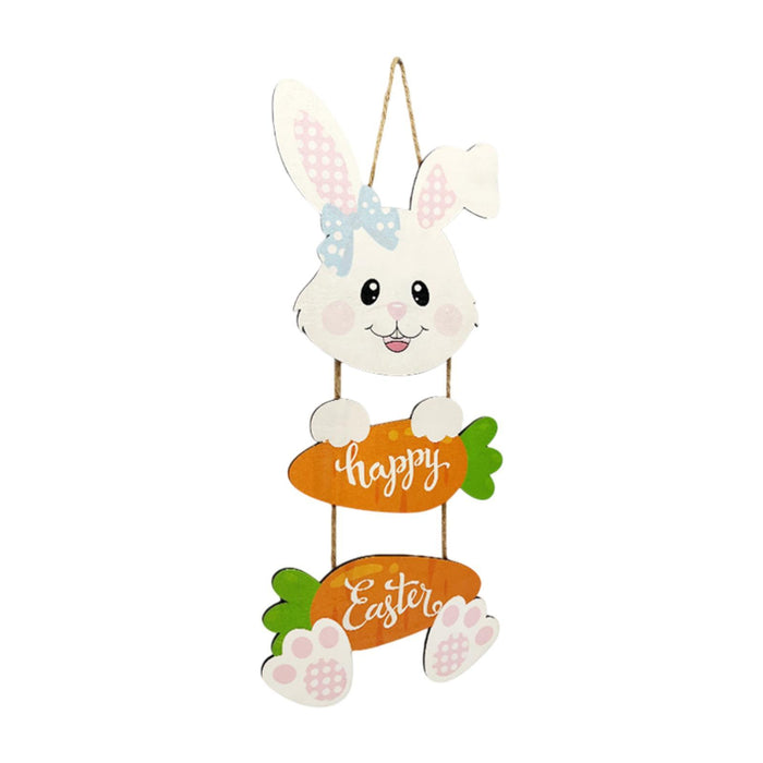 Crofta Wood Rabbit Decor Garden Yard Festival Holiday Easter Bunny Hanging Ornament