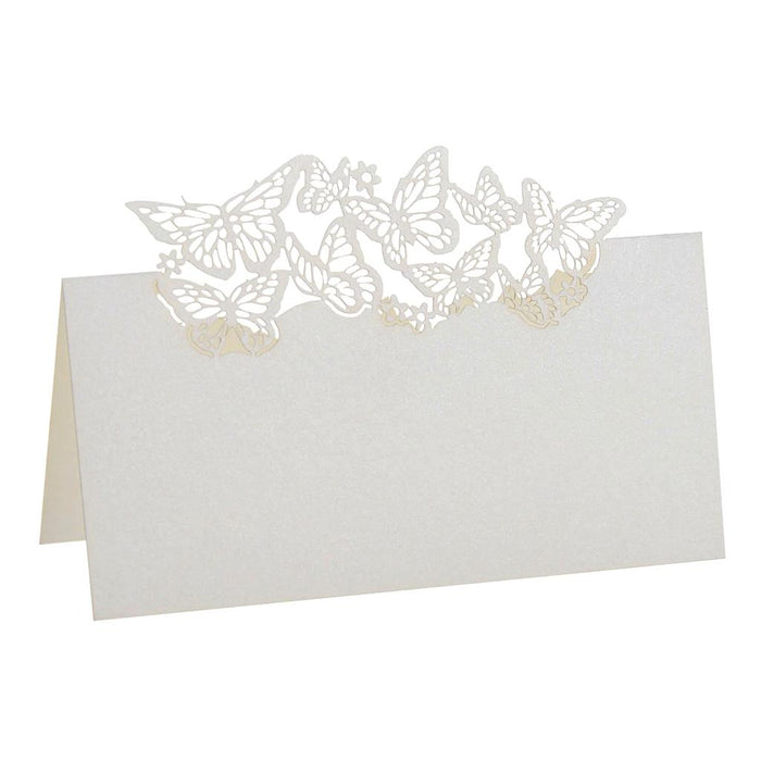 Crofta 50 Butterflies Laser Cut Name Place Cards Wedding Guest Table Cards White