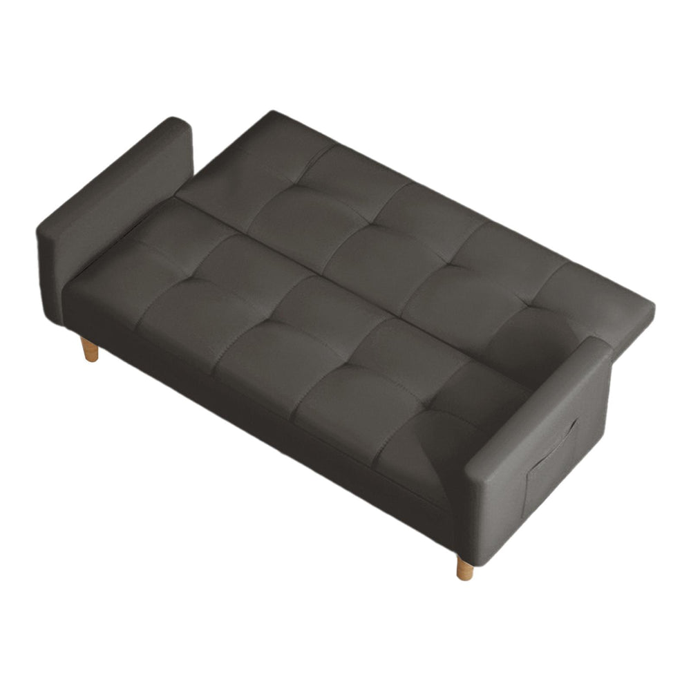 Crofta 170cm Convertible Sofa Bed Couch 3 Seat Stylish Sturdy Living Room Furniture Dark Grey