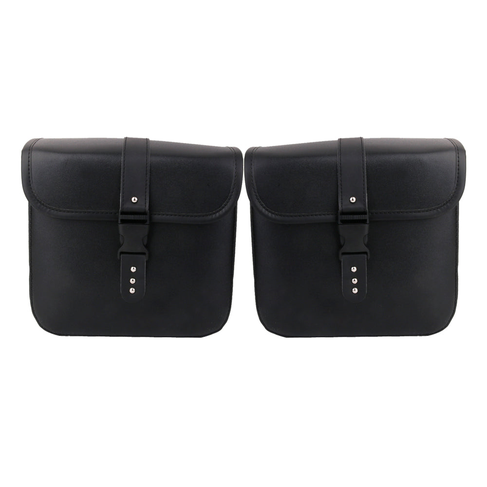 Crofta 1 Pair Black PU Leather Motorcycle Side Saddlebags Saddle Bag Panniers