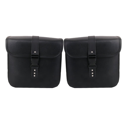 Crofta 1 Pair Black PU Leather Motorcycle Side Saddlebags Saddle Bag Panniers