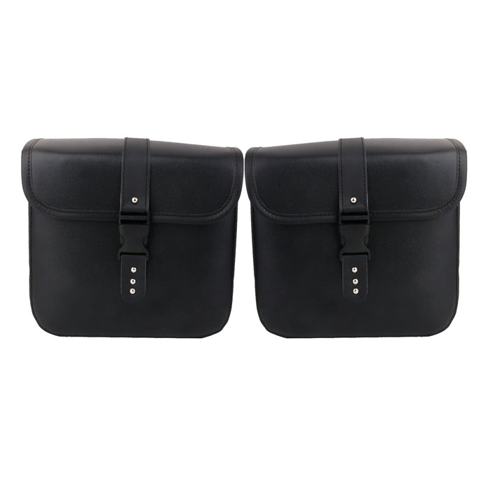 Crofta 1 Pair Black PU Leather Motorcycle Side Saddlebags Saddle Bag Panniers