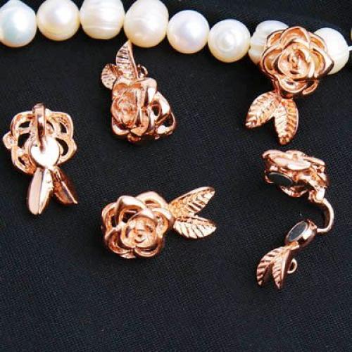 Crofta 18K Gold Plated Carved Rose Magnetic Clasp Buckle Hook