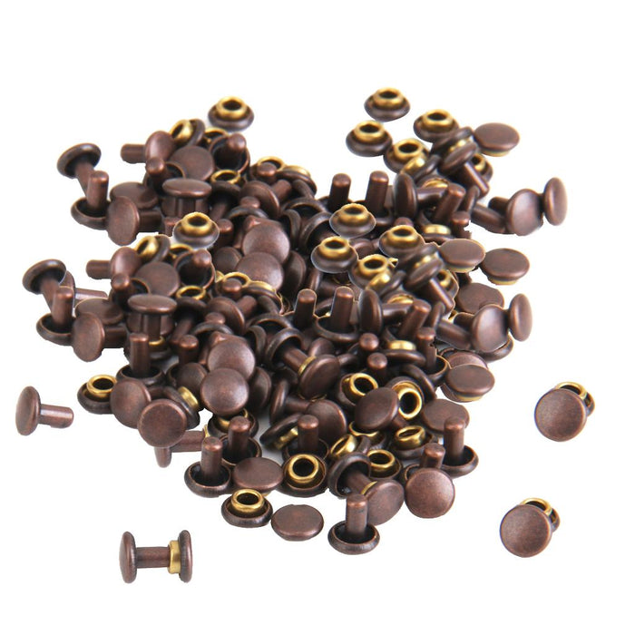 Crofta 100 sets Round Double Cap Copper Rivets Studs For Clothing Antique Brass