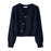 Crofta Women's Cardigan Sweater for Fall Winter Jacket Clothes V Neck Crop Cardigan Navy