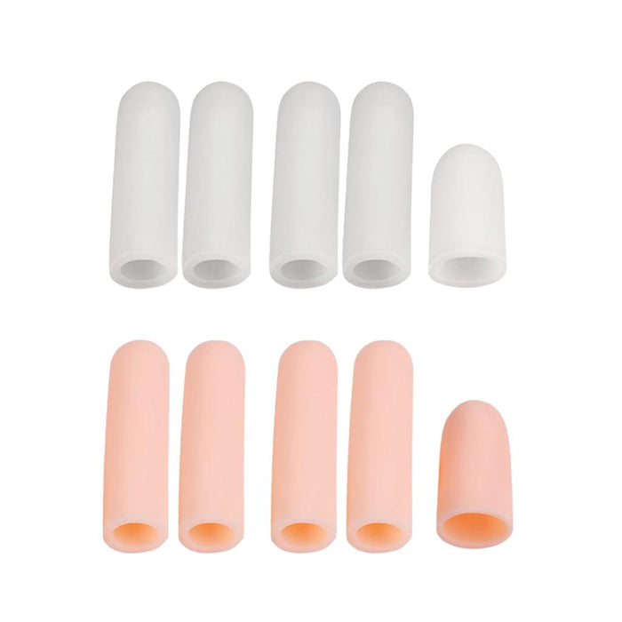 Crofta 10Pcs Thumb Protectors Splint Gel Finger Sleeves Caps Cover Tube Skin+White