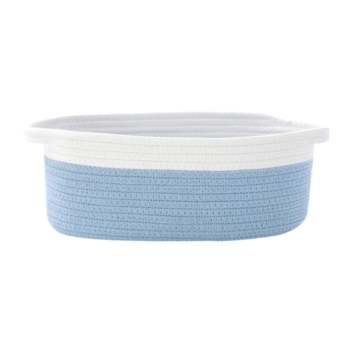 Crofta Cotton Rope Basket Dog Toy Basket Woven Basket for Toy Shelves Laundry white light blue