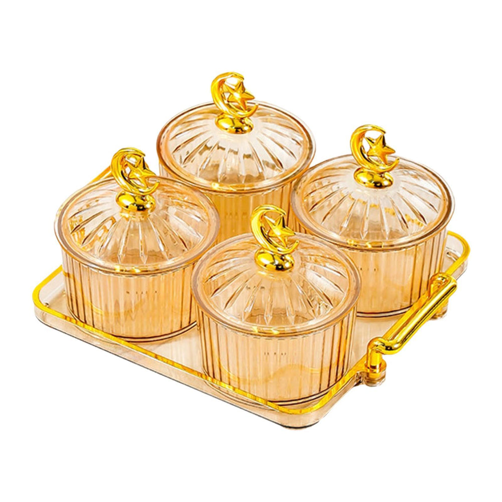 Crofta Dried Fruit Tray Nordic Divided Serving Dishes for Party Living Room yellow 4 grid