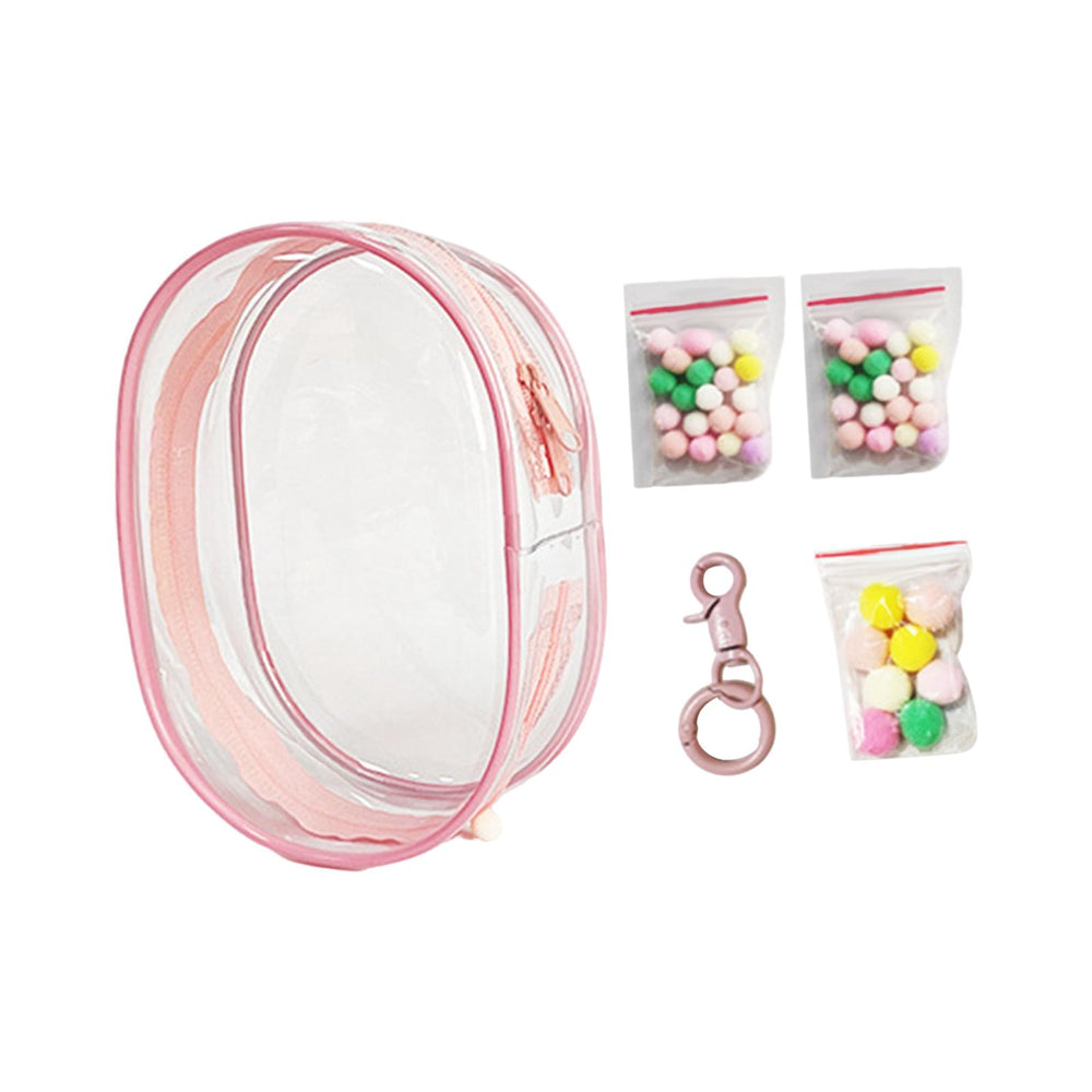 Clear Figure Display Bag PVC Backpack Decor Zipper Closure Doll Display Case Light Pink