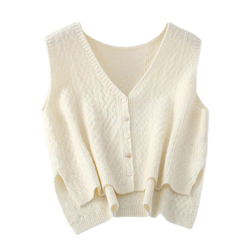 Women Sweater Vest Breathable V Neck Casual Fashion Jumpers Sleeveless Gilet White