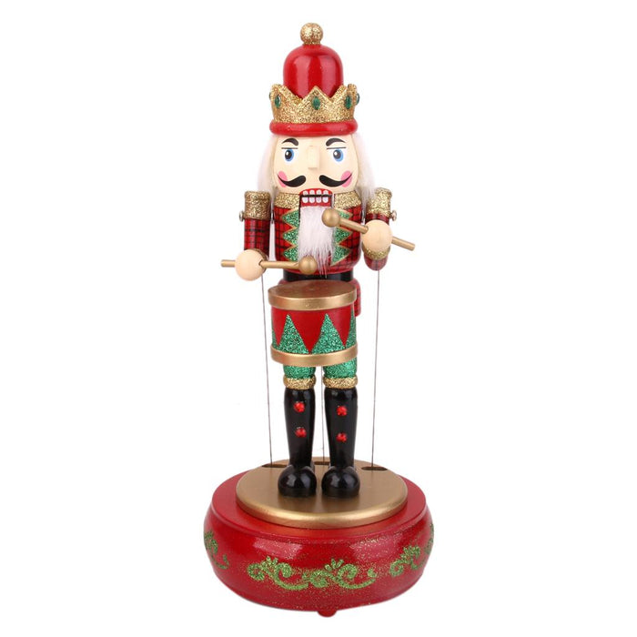 Crofta Wooden Nutcracker Drummer Music Box