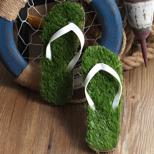 Summer Cool Slippers Artificial Lawn Flats Flip Flops Sandals Shoes Size 43