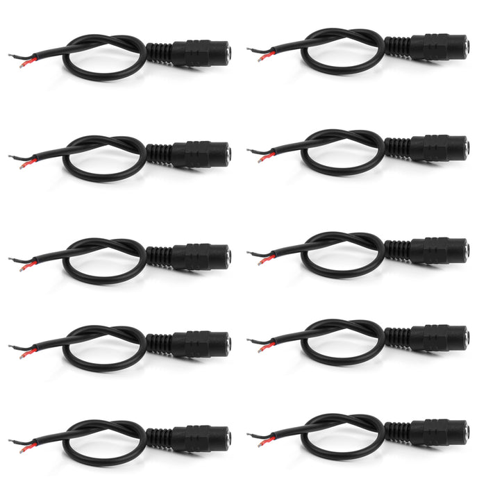 Crofta 10 x 20cm DC Female Power Adapter Pigtail Wire for CCTV Camera BNC Monitor