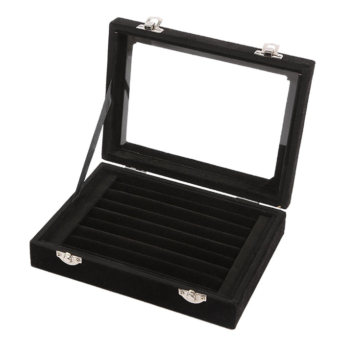 Crofta Rings Display Tray Jewelry Storage Organizer for Showcase Store Display black