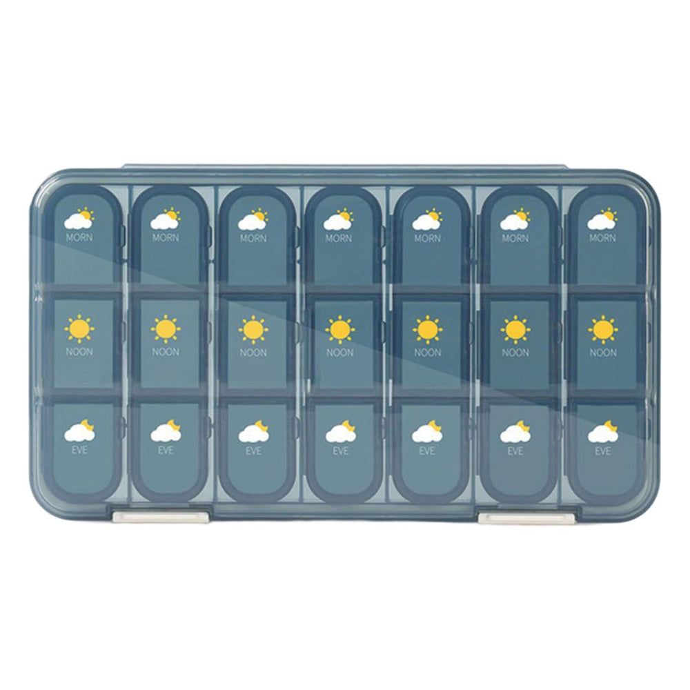 Weekly Pill Organizer Box Compartments One Week for Vitamin Pattern Blue