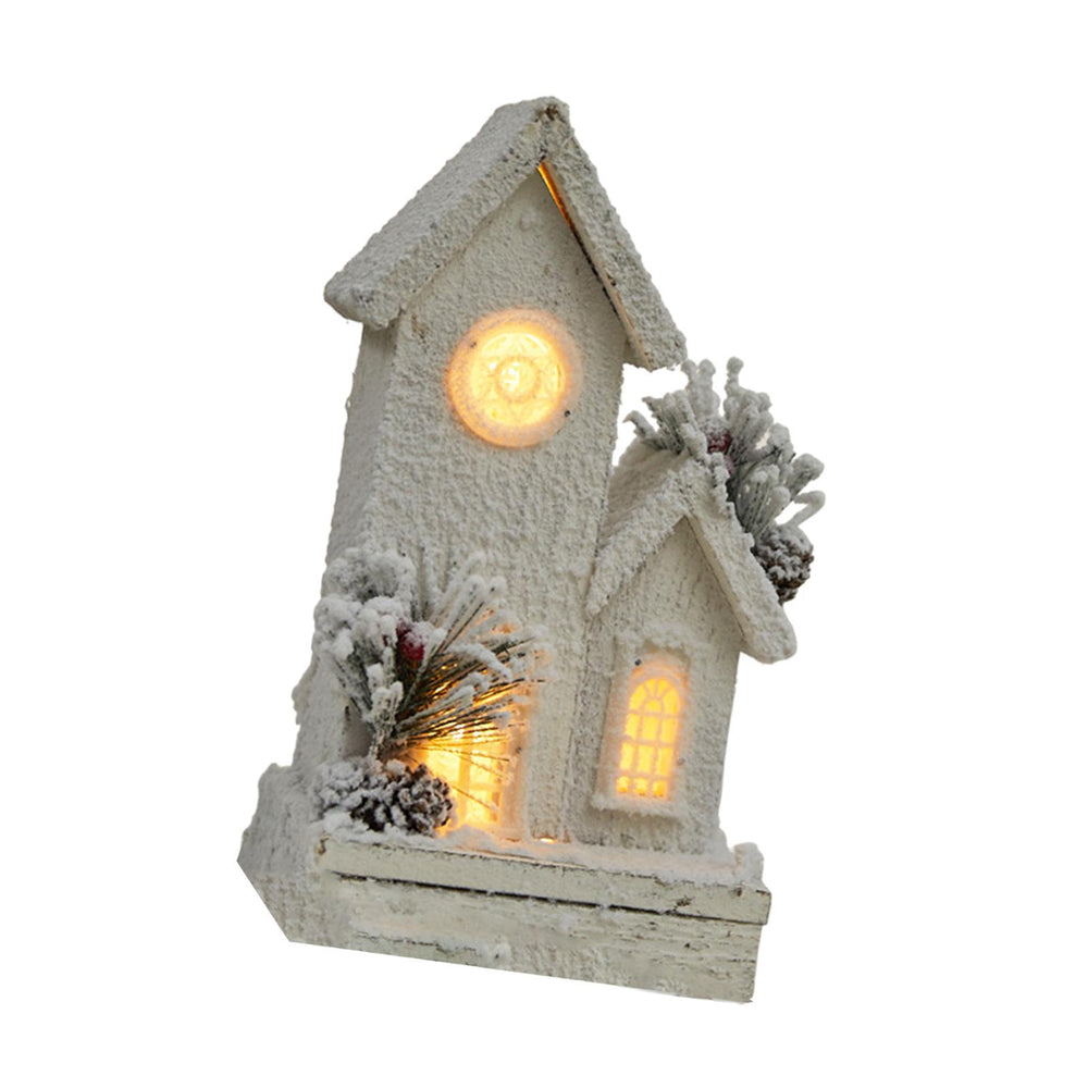 Crofta Wooden Xmas Village House Model with Light for Office Desktop Versatile Style A