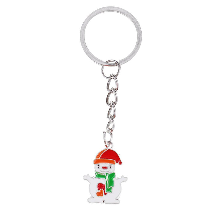 Crofta Woman Christmas Keychain Key Ring Phone Chain for Handbag Car Key Decor Snowman 2