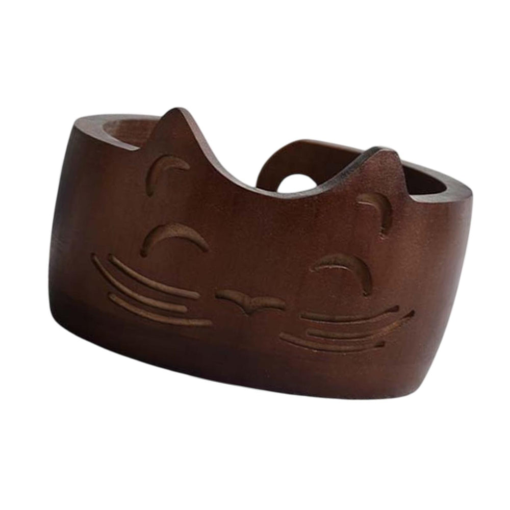 Crofta Wood Yarn Bowl Sturdy for Knitters Adorable Yarn Storage Bowl Yarn Organizer dark brown