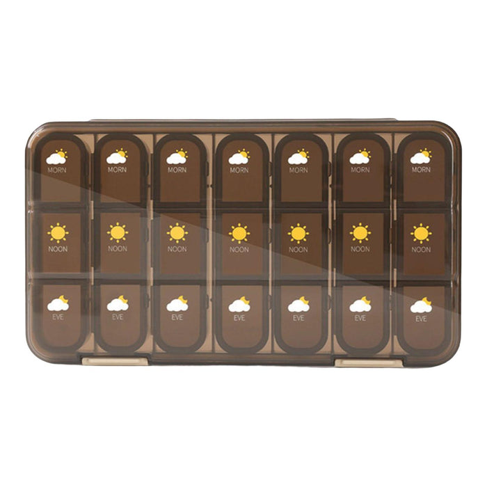 Weekly Pill Organizer Box Compartments One Week for Vitamin Pattern Black