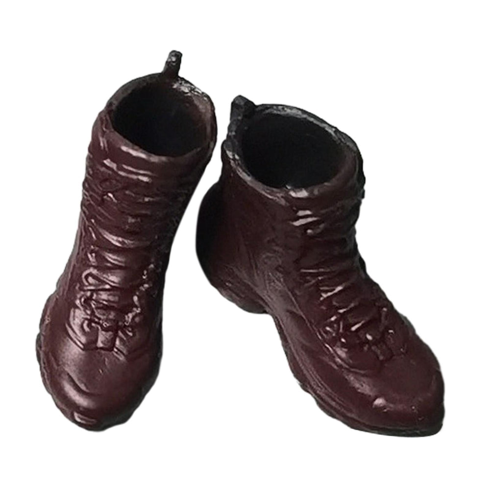 Crofta 1:12 Scale Male Soldier Shoes Doll Figures Accessory for 6 inch Figures Body Dark Red