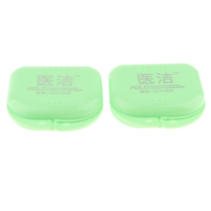 Crofta 2 Denture Storage Container Mouth Guard Case Orthodontic Retainer Box Green