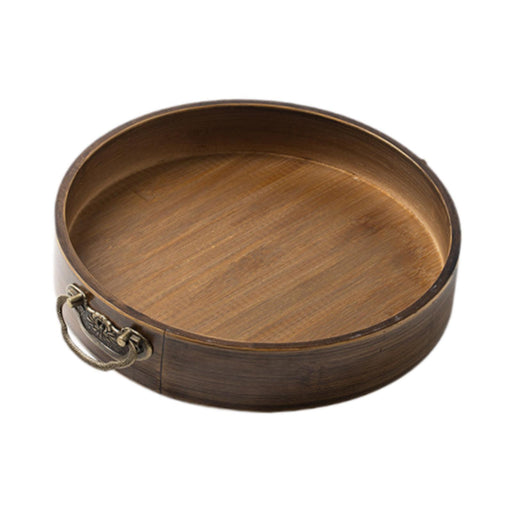 Crofta Round Serving Tray with Handles Jewelry Tray for Bathroom Living Room Office XS