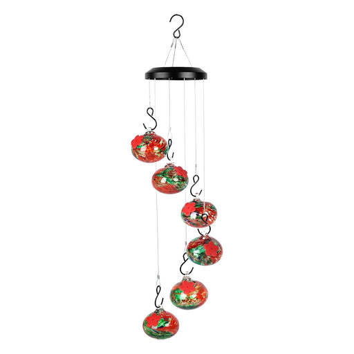 Crofta Wind Chime Hummingbird Hanging Feeder Humming Bird Feeder for Viewing Garden Style A