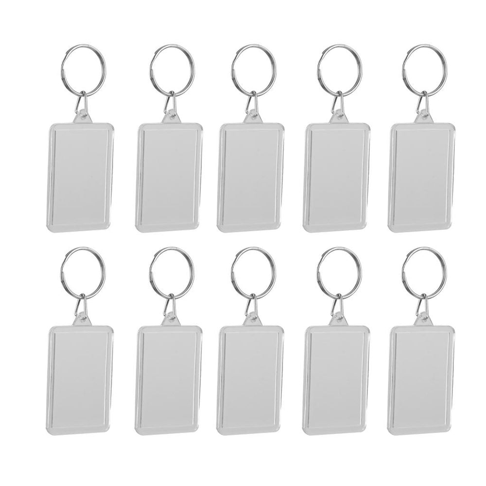 10x Rectangle Blank Insert Photo Picture Frame Split Ring Keychain 3.4x5.2cm