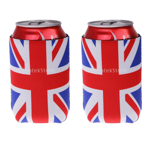 Crofta 2 Pair Britain UK Flag Stubby Beer Soda Tin Can Chilling Wrap Cooler Holder